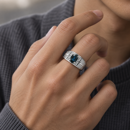 藍寶石男戒 無燒 1克拉 SM00508