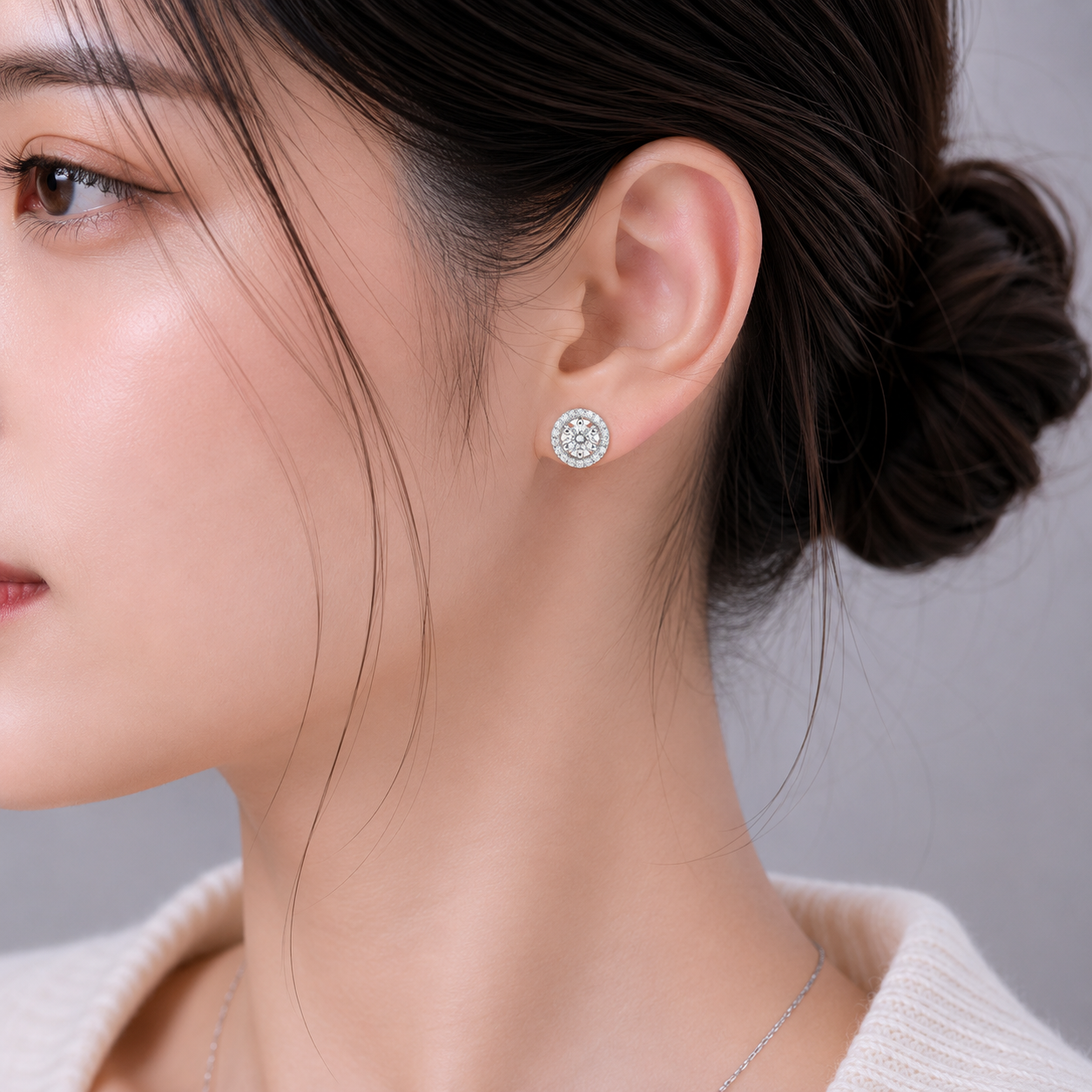 Rosette 花冠 鑽石耳環 放大圈 DE00074