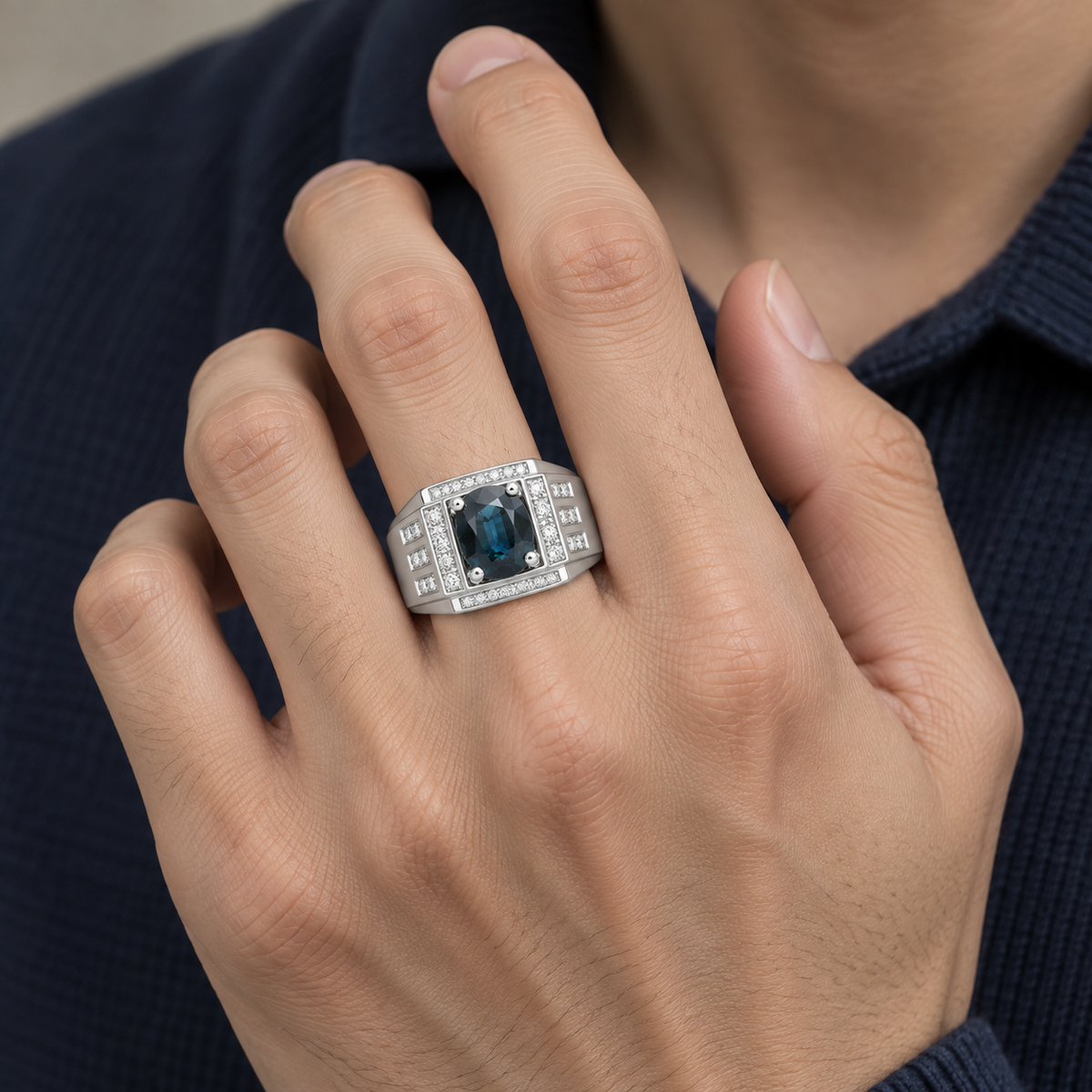 藍寶石男戒 無燒 3克拉 SM00627