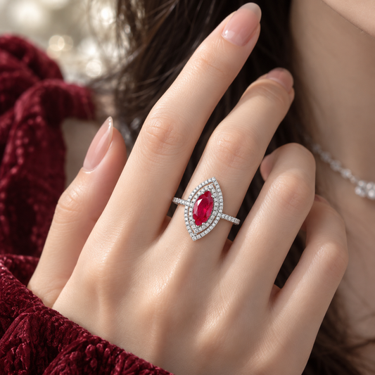 紅寶石女戒 馬眼形 緬甸 1克拉 RG00193