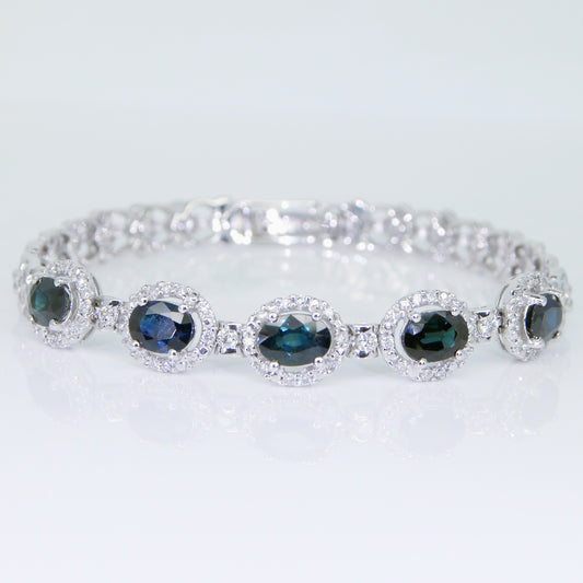 藍寶石手鍊 孔雀藍 S200003