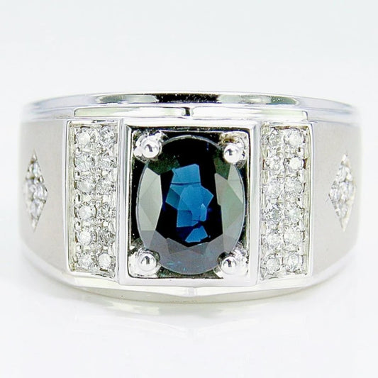 藍寶石男戒 無燒 錫蘭 1克拉 SM00762