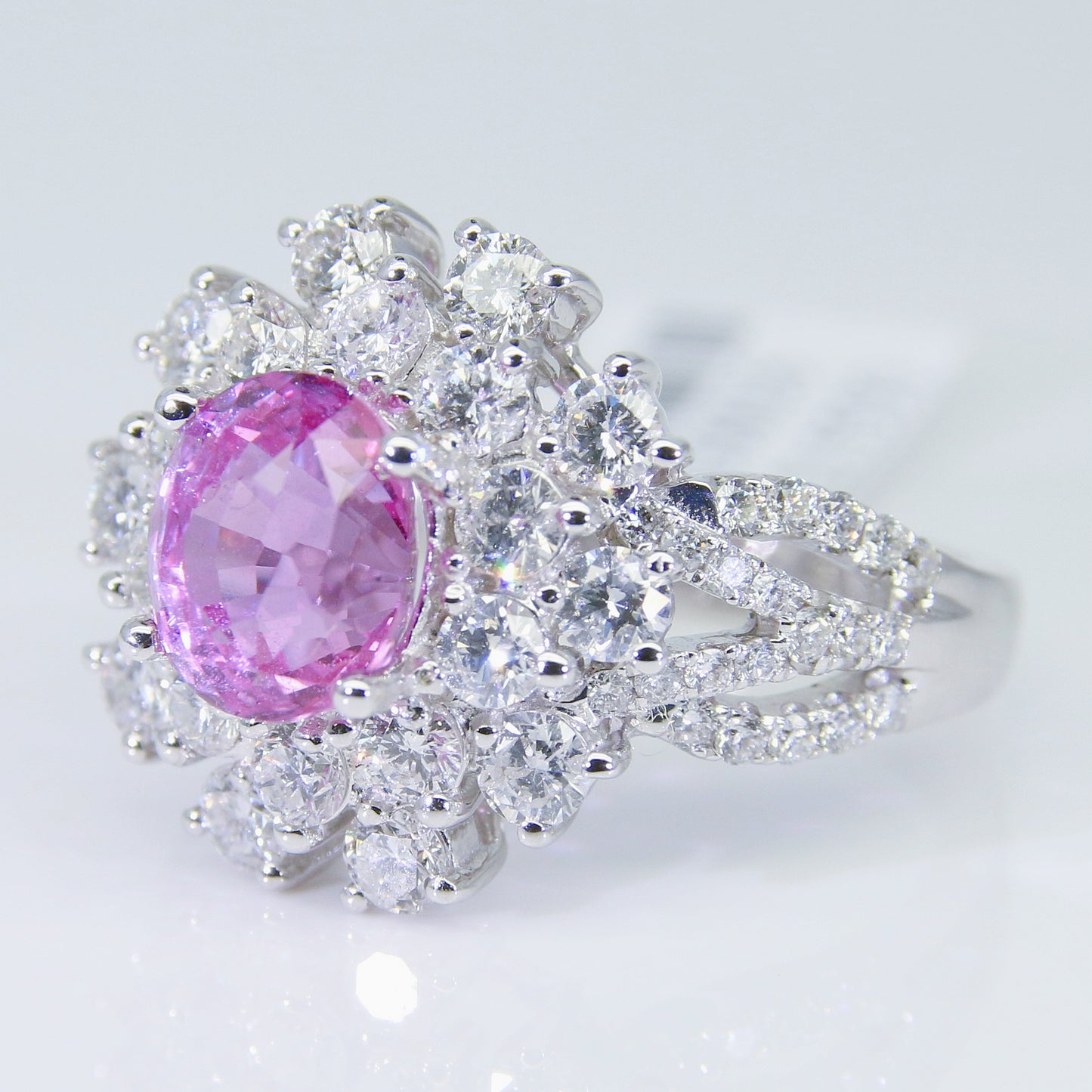 天然 無燒 粉紅藍寶戒指 2克拉 NG00018