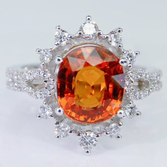 天然 橙紅 剛玉戒指 4克拉 YG00156