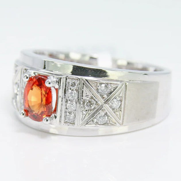 天然橙紅剛玉男戒 YM00063