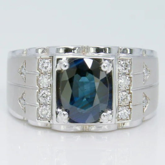 藍寶石男戒 無燒 1克拉 SM00754