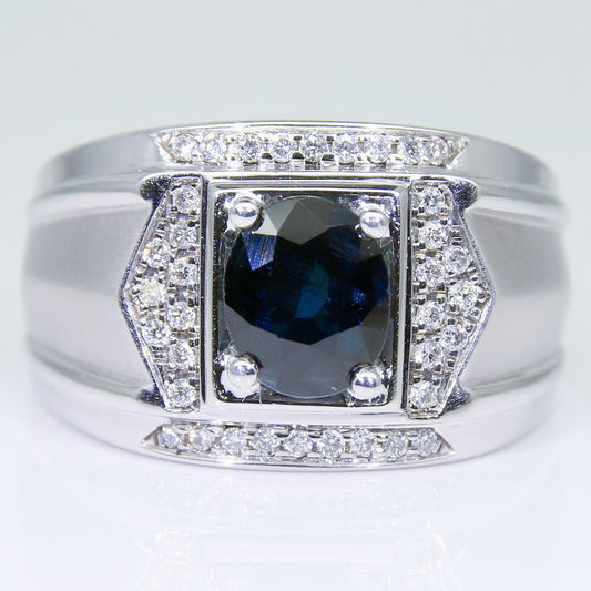 藍寶石男戒 無燒 2克拉 SM00760