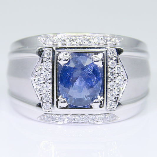 藍寶石男戒 無燒 錫蘭 1克拉 SM00758