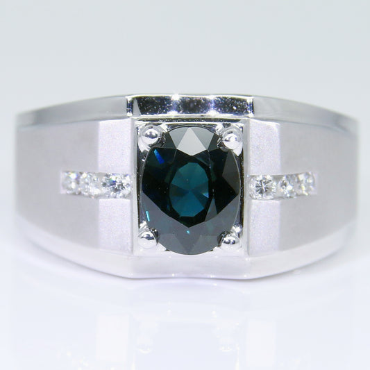 藍寶石男戒 無燒 錫蘭 1克拉 SM00718