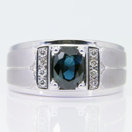 藍寶石男戒 無燒 錫蘭 1克拉 SM00738