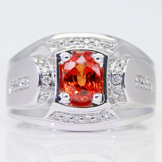 天然橙紅剛玉男戒 YM00066