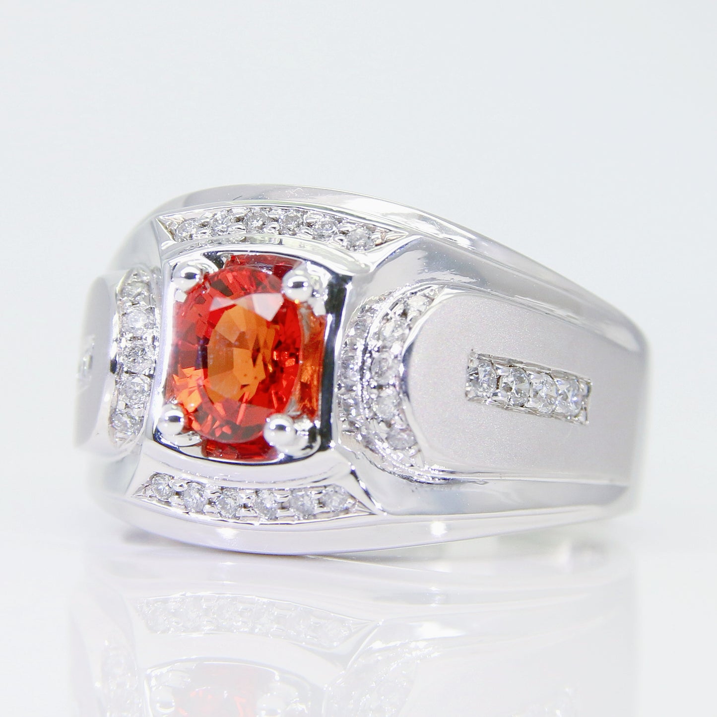 天然橙紅剛玉男戒 YM00066