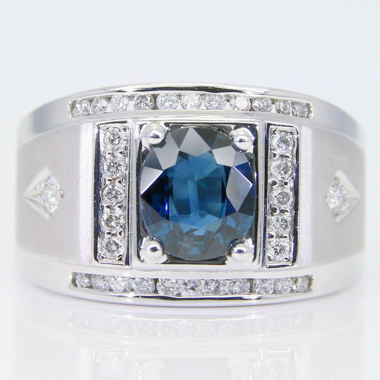 藍寶石男戒 無燒 2克拉 SM00722