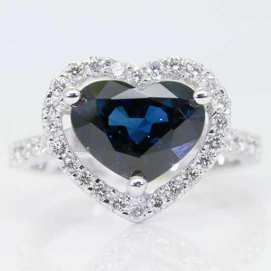 藍寶石女戒 錫蘭 心形 3克拉 SG00548