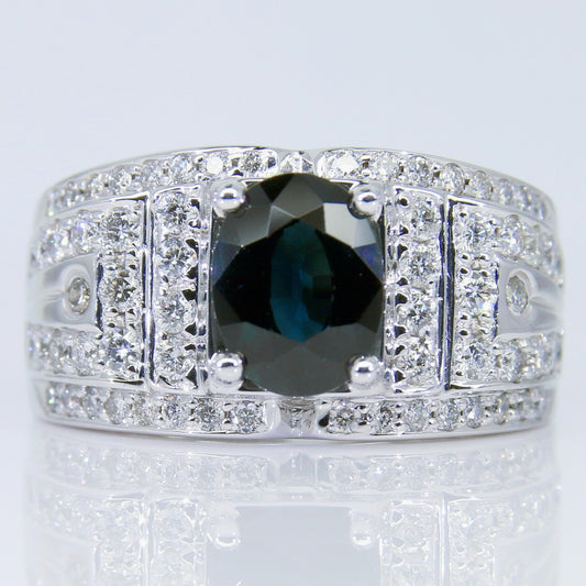 藍寶石男戒 無燒 2克拉 SM00551