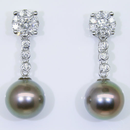 大溪地黑珍珠 耳環 9mm PE00017