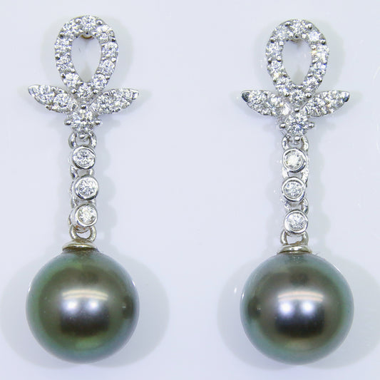 大溪地黑珍珠 耳環 9mm PE00018