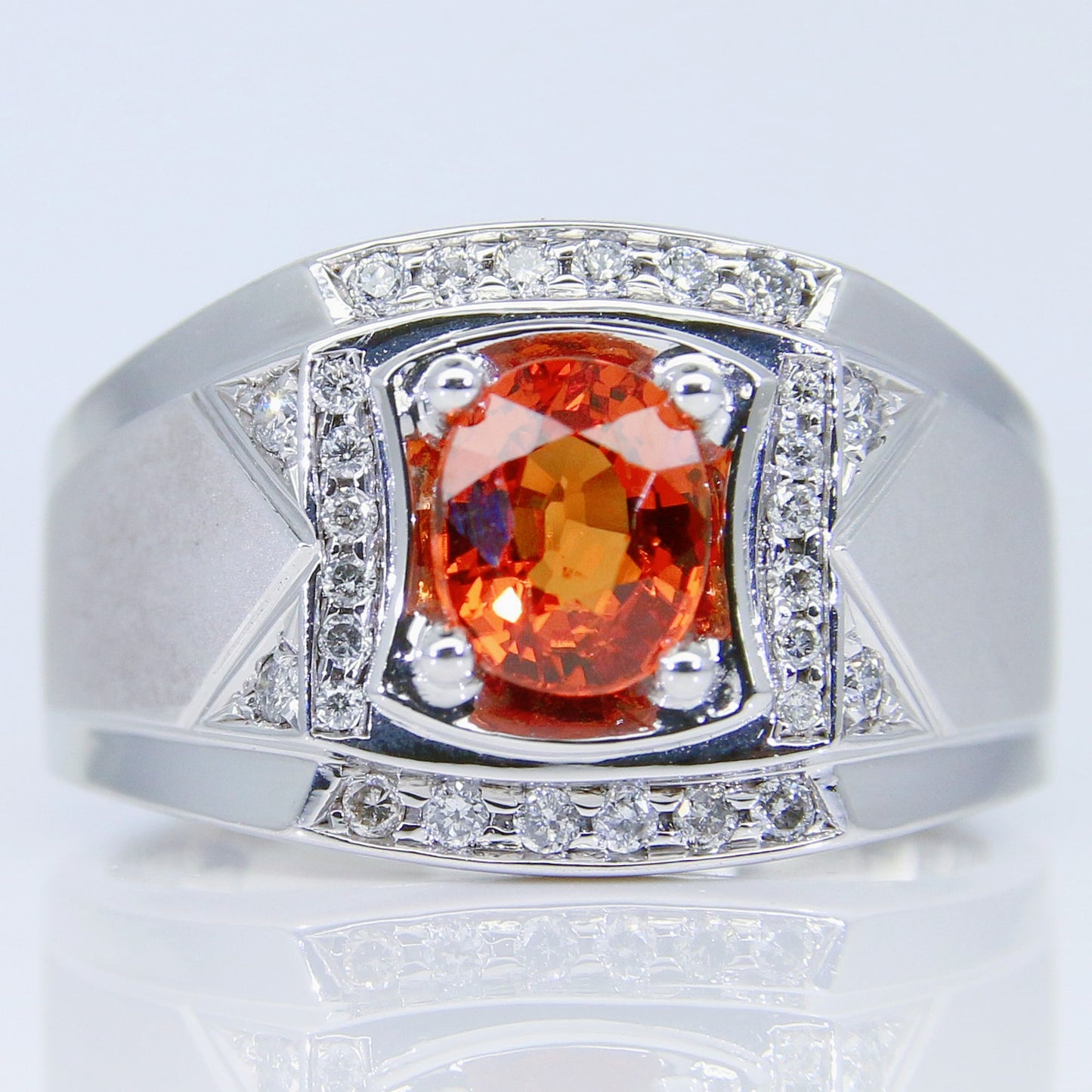 天然橙紅剛玉男戒 YM00065