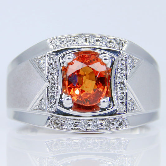 天然橙紅剛玉男戒 YM00065