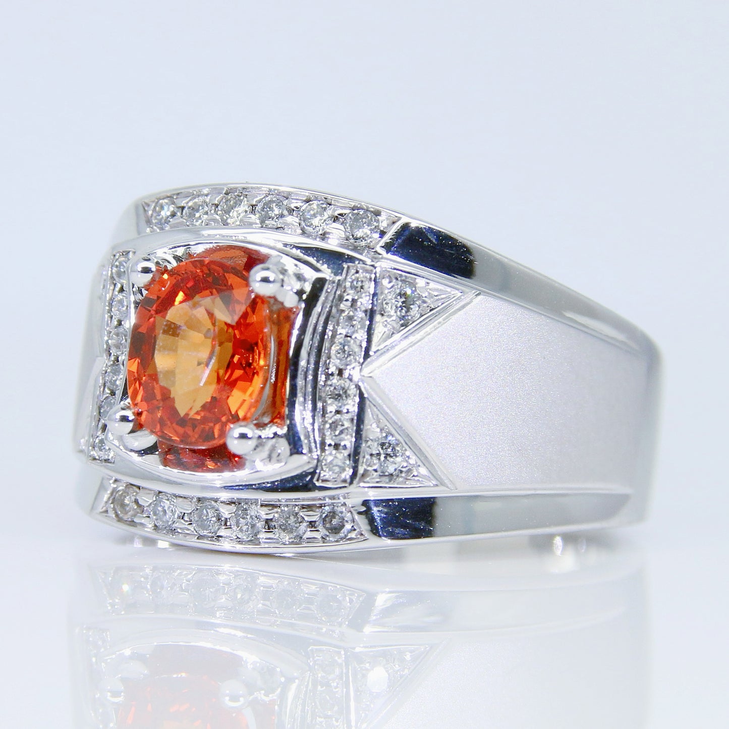 天然橙紅剛玉男戒 YM00065