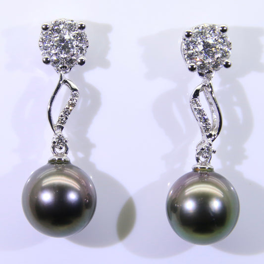 大溪地黑珍珠 耳環 9mm PE00020