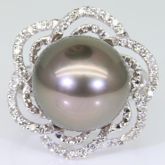 大溪地黑珍珠 戒指 13mm PG00056